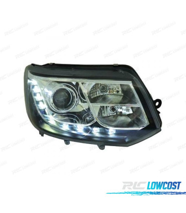 FARÓIS FRONTAIS PARA VOLKSWAGEN VW T5 MULTIVAN CARAVELLE 09-15 CROMO PRETO