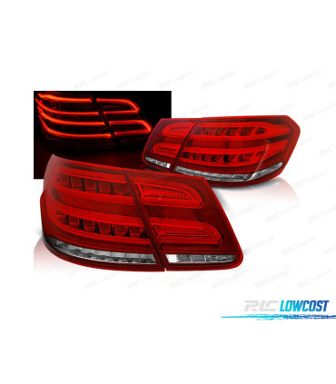 FAROLINS TRASEIROS LED DINÂMICO PARA MERCEDES W212 13-16 RED SMOKED