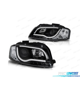 FARÓIS LED AUDI A3 8P 03-08 TRU DRL PRETO