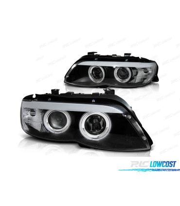 FARÓIS ANGEL EYES CCFL PARA BMW X5 E53 03-06 BLACK PRETO
