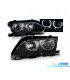 FARÓIS BMW E46 01-05 ANGEL EYES LED PRETO