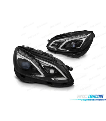 FARÓIS LED TRU DRL PARA MERCEDES W212 13-16 PRETO