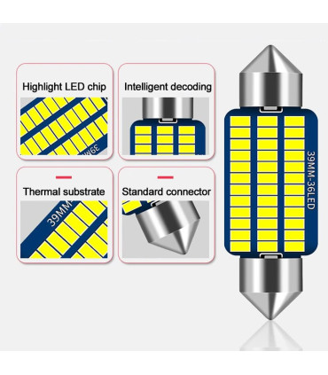 LÂMPADA LED MATRICULA HABITACULO 39 MM 36LEDS