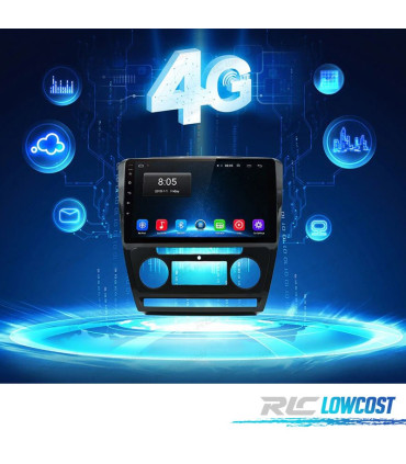 AUTO RADIO ANDROID 10 GPS 10" PARA SKODA OCTAVIA 208-2013 USB TACTIL HD