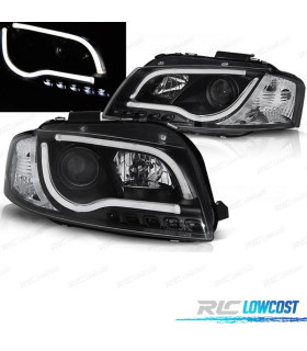FARÓIS COM LUZ DIURNA TFL AUDI A3 8P 03-08 FUNDO PRETO
