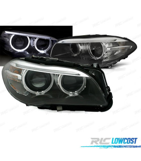 FARÓIS FRONTAIS BMW F10 F11 10-13 XENON OLHOS DE ANGEL LED FUNDO PRETO