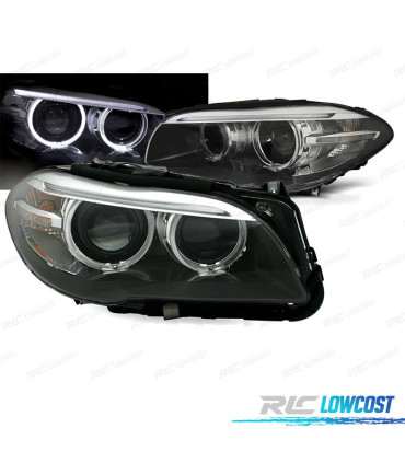 FARÓIS FRONTAIS BMW F10 F11 10-13 XENON OLHOS DE ANGEL LED FUNDO PRETO
