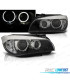 FARÓIS FRONTAIS BMW X1 E84 09- OLHOS DE ANGEL LED FUNDO PRETO