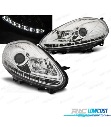 FARÓIS LED DRL DAYLIGHT PARA FIAT PUNTO EVO 09-12 CHROME CROMADO