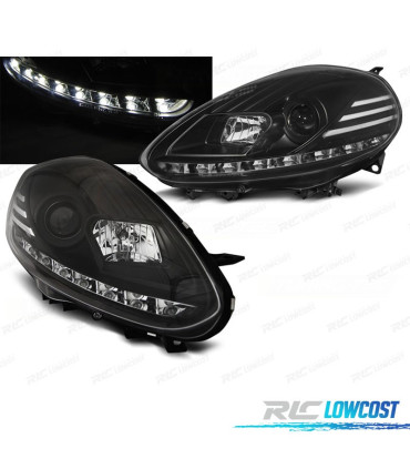 FARÓIS OPTICAS LUZ DIURNA PARA FIAT PUNTO EVO 09-12 FUNDO PRETO