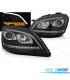 FARÓIS OPTICAS LUZ DIURNA LED + PISCA DINAMICO PARA MERCEDES ML W164 05-07 FUNDO PRETO