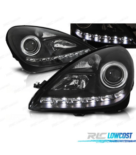 FARÓIS MERCEDES CLASSE SLK R171 04-11 LUZ DIURNA LED FUNDO NEGRO