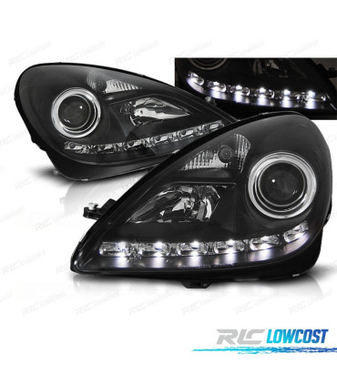 FARÓIS MERCEDES CLASSE SLK R171 04-11 LUZ DIURNA LED FUNDO NEGRO