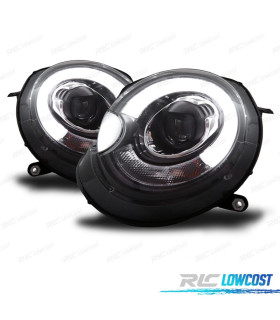 FARÓIS FRONTAIS MINI COOPER R56 R57 06-10 TUBE LIGHT FUNDO PRETO