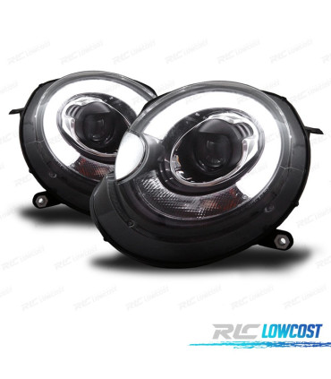 FARÓIS FRONTAIS MINI COOPER R56 R57 06-10 TUBE LIGHT FUNDO PRETO
