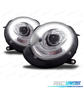 FARÓIS FRONTAIS PARA MINI COOPER R56 R57 06-10 TUBE LIGHT FUNDO CROMADO