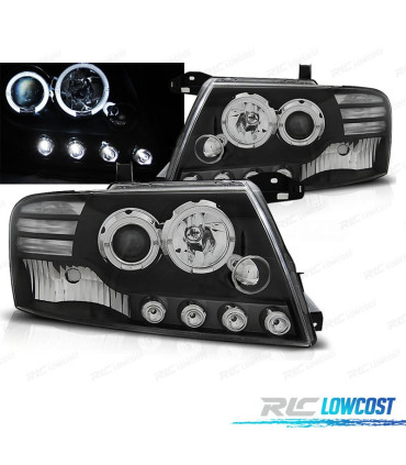 FARÓIS ANGEL EYES LED MITSUBISHI PAJERO V60 00-06 BLACK PRETO