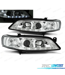 FARÓIS FRONTAIS LUZ DIURNA LED PARA OPEL VECTRA B 95-98 FUNDO CROMADO