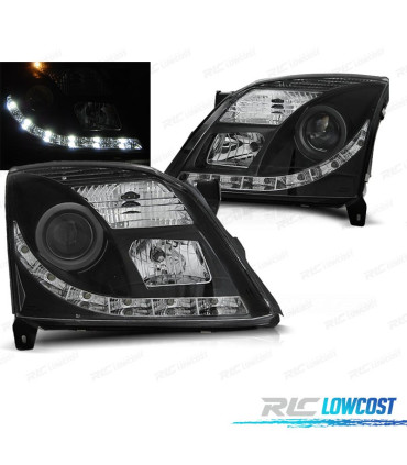 FARÓIS OPEL VECTRA C 02-05 TRU DRL FUNDO NEGRO
