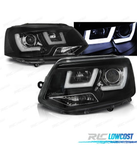 FAROIS FRONTAIS VOLKSWAGEN VW TRANSPORTER T5 10-15 TUBE LIGHT FUNDO PRETO