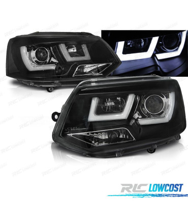 FAROIS FRONTAIS VOLKSWAGEN VW TRANSPORTER T5 10-15 TUBE LIGHT FUNDO PRETO
