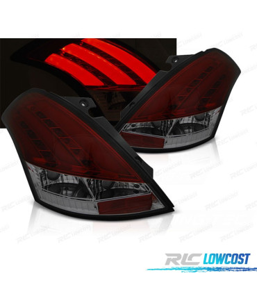 FAROLINS TRASEIROS LED PARA SUZUKI SWIFT V 10-17 RED SMOKED VERMELHO FUMADO