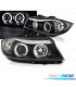 FARÓIS BMW E90 4P 05-08 ANGEL EYES CCFL FUNDO PRETO