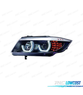 FARÓIS FRONTAIS PARA BMW SERIE 3 E90 E91 ANGEL EYES FULL LEDS 3D 08-12