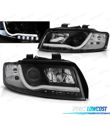 FARÓIS AUDI A4 00-04 TRU DRL TUBE LIGHTS PRETOS