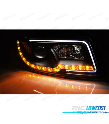 FARÓIS AUDI A4 00-04 LED TUBE LIGHTS PRETOS