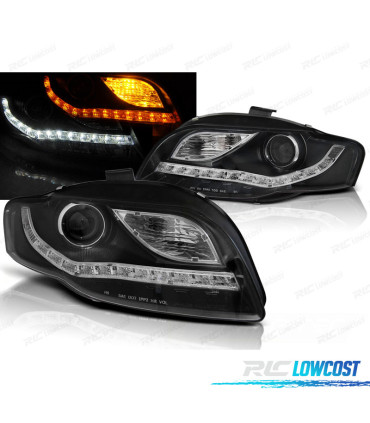 CONJUNTO DE FARÓIS INTERMITENTES AUDI A4 B7 04-08 DAYLIGHT PRETOS