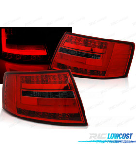 FAROLINS AUDI A6 C6 04-08 SEDAN LED VERMELHO FUMADO 7 PIN