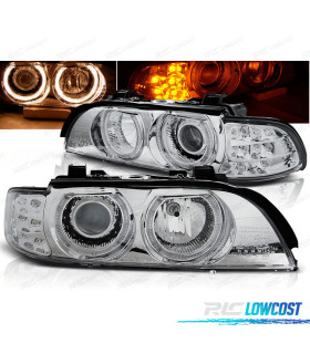 FARÓIS BMW E39 95-03 ANGEL EYES LED CROMADO