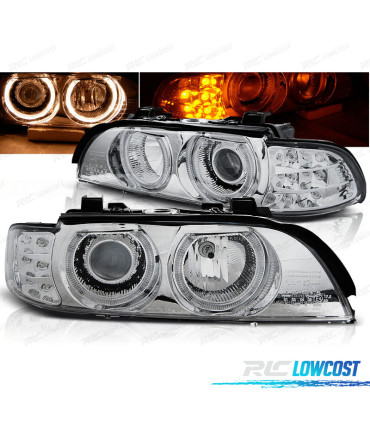 FARÓIS BMW E39 95-03 ANGEL EYES LED CROMADO