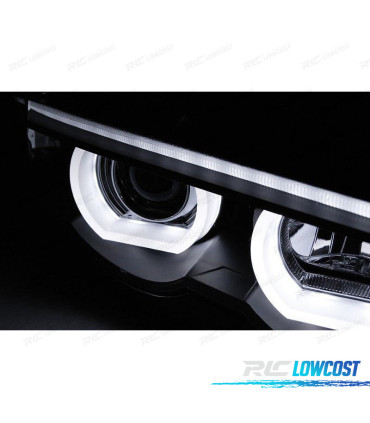 CONJUNTO DE FARÓIS PARA BMW E38 94-01 ANGEL EYES 3D LED COM LUZ DIURNA