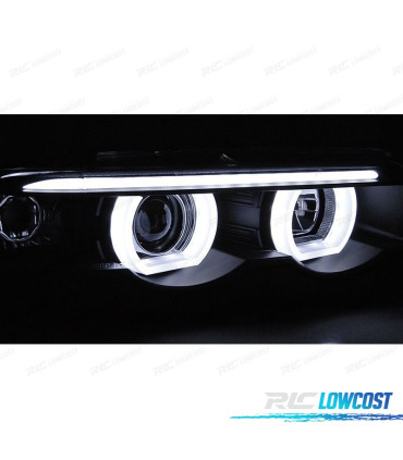CONJUNTO DE FARÓIS PARA BMW E38 94-01 ANGEL EYES 3D LED COM LUZ DIURNA