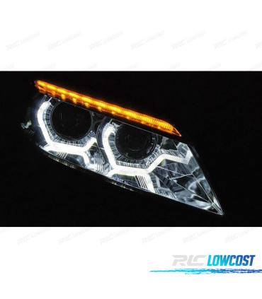 FARÓIS DINÂMICOS BMW Z4 E89 ANGEL EYES DRL 3D PRETOS