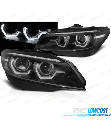 FARÓIS DINÂMICOS BMW Z4 E89 ANGEL EYES DRL 3D PRETOS