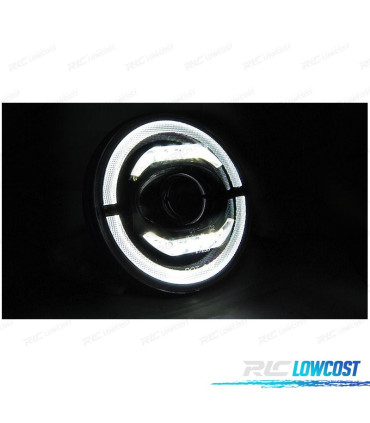 CONJUNTO DE FARÓIS PARA JEEP WRANGLER TJ LJ JK 96-18 ANGEL EYES LED PRETOS