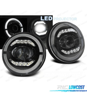 CONJUNTO DE FARÓIS PARA JEEP WRANGLER TJ LJ JK 96-18 ANGEL EYES LED PRETOS