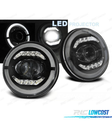 CONJUNTO DE FARÓIS PARA JEEP WRANGLER TJ LJ JK 96-18 ANGEL EYES LED PRETOS