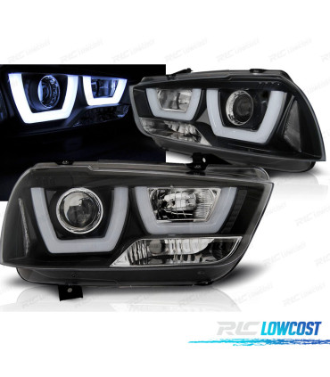 CONJUNTO DE FARÓIS PARA DODGE CHARGER LX II 11-15 LED U TYPE PRETO