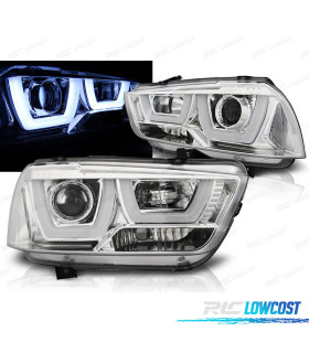 CONJUNTO DE FARÓIS PARA DODGE CHARGER LX II 11-15 LED U TYPE CROMADO