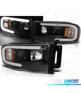 CONJUNTO DE FARÓIS PARA DODGE RAM 02-06 TUBE LIGHT PRETO