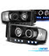 CONJUNTO DE FARÓIS PARA DODGE RAM 02-06 ANGEL EYES + LEDS PRETO