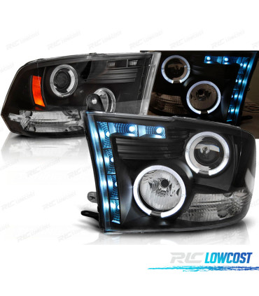 CONJUNTO DE FARÓIS PARA DODGE RAM 09-11 LED ANGEL EYES