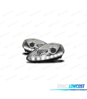 CONJUNTO DE FARÓIS PARA FIAT GRANDE PUNTO 199 05-08 DRL INSIDE LUZES DIURNAS LED CROMADOS