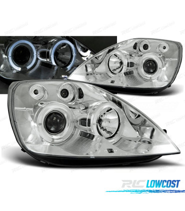 CONJUNTO DE FARÓIS PARA FORD FIESTA MK6 02-05 ANGEL EYES CROMADO