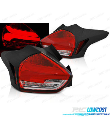 CONJUNTO DE FAROLINS PARA FORD FOCUS 3 HATCHBACK 15-18 LED BAR SEQ LEDS COM INDICADORES DINÂMICOS VERMELHO