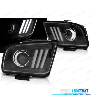 FARÓIS PARA FORD MUSTANG 04-09 TUBE LIGHT PRETOS